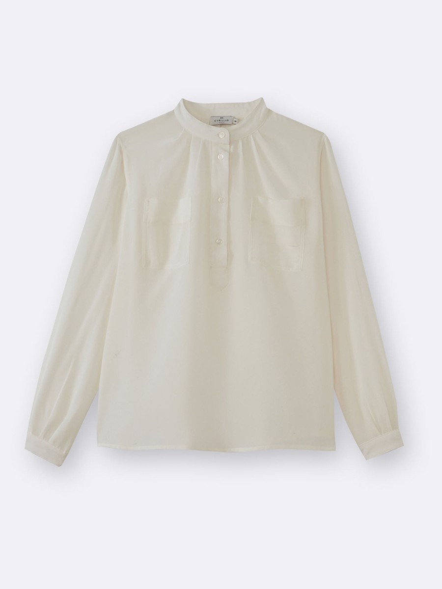 Women Cyrillus Shirts & Blouses | Women'S Silk Blouse With Straight Collar